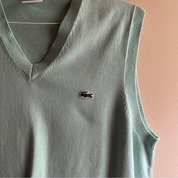 Lacoste light blue green v neck pullover sweater vest preppy golf spring - Picture 4 of 17